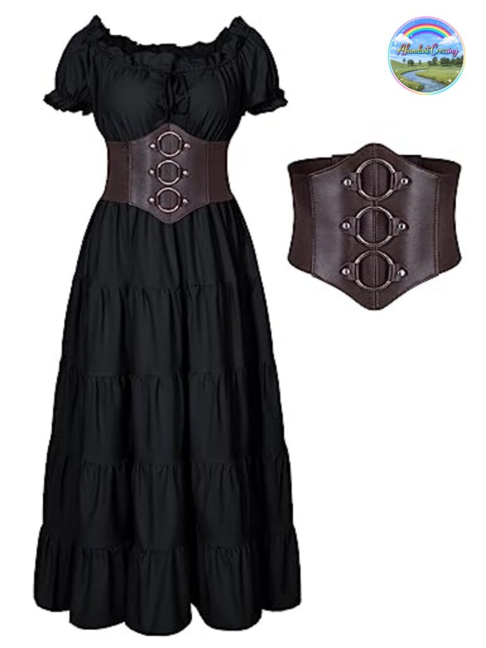 Renaissance Medieval Pirate Cosplay Dress Off Shoulder Corset Belt Set